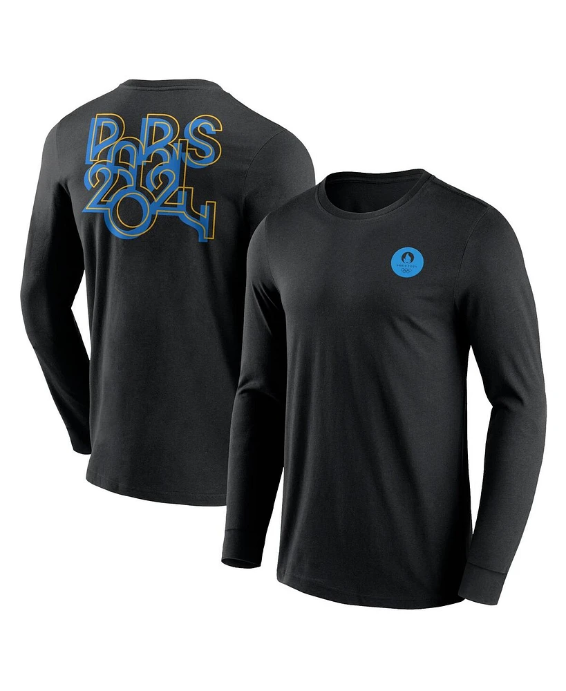 Fanatics Branded Men's Black Paris 2024 Text Block Overlay Long Sleeve T-Shirt