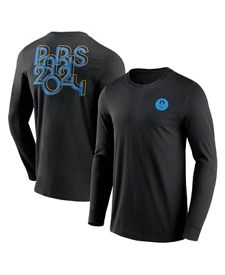 Fanatics Branded Men's Black Paris 2024 Text Block Overlay Long Sleeve T-Shirt