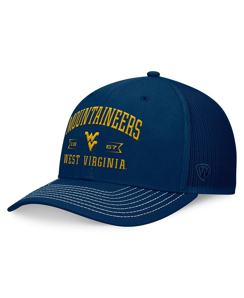 Top of the World Men's Navy West Virginia Mountaineers Carson Trucker Adjustable Hat