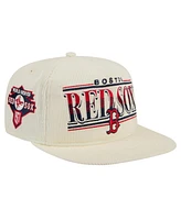 New Era Men's Cream Boston Red Sox Throwback Bar Golfer Corduroy Snapback Hat