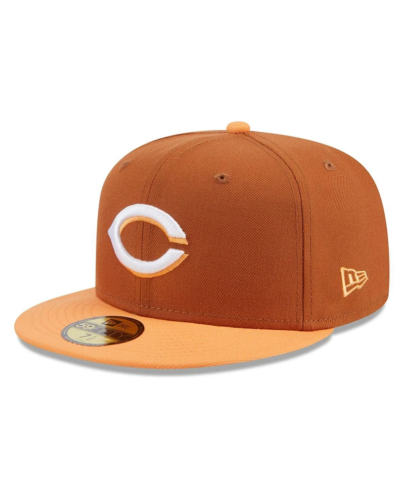 New Era Men's Brown/Orange Cincinnati Reds Spring Color Basic Two-Tone 59fifty Fitted Hat