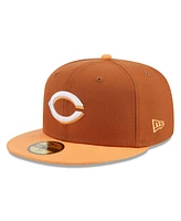 New Era Men's Brown/Orange Cincinnati Reds Spring Color Basic Two-Tone 59fifty Fitted Hat