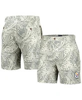 Margaritaville Men's Gray Pittsburgh Steelers Sandwashed Monstera Print Amphib Shorts