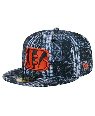 New Era Men's Black Cincinnati Bengals Shibori 59fifty Fitted Hat