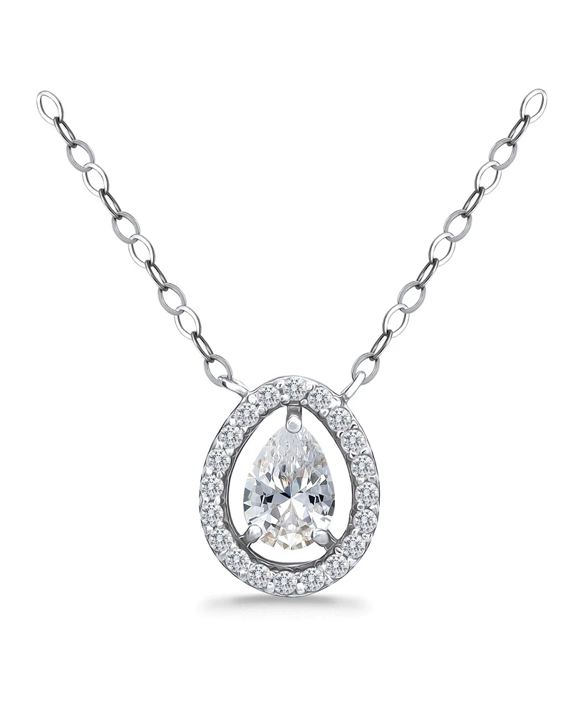 Giani Bernini Cubic Zirconia Pear Halo Pendant Necklace in 18k Gold-Plated Sterling Silver, 16" + 2", Created for Macy's