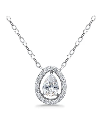 Giani Bernini Cubic Zirconia Pear Halo Pendant Necklace in 18k Gold-Plated Sterling Silver, 16" + 2", Created for Macy's