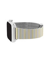 Anne Klein Women's Two-Tone Stainless Steel Ribbed Bracelet designed for 38/40/41mm Apple Watch - Gold-Tone/Silver