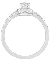 Diamond Pear Halo Twist Engagement Ring (3/4 ct. t.w.) 14k White Gold