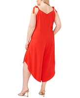 Vince Camuto Plus V-Neck Sleeveless Tie-Shoulder Angled-Hem Jumpsuit