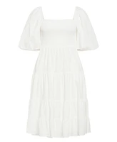City Chic Plus Ariella Puff Sleeve Tier Dress