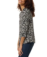 Jones New York Women's Printed Moss Crepe 3/4-Sleeve Top