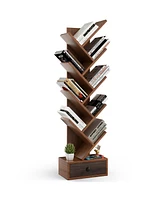 Slickblue 10-Tier Tree Bookshelf with Drawer and Anti-Tipping Kit