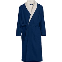 Lands' End Men's High Pile Fleece Lined Flannel Robe