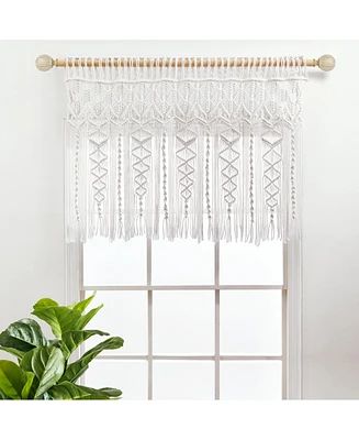 Lush Decor Boho Macrame Textured Cotton Valance/Kitchen Curtain/Wall Decor