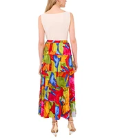 Sam & Jess Petite Floral-Print Tiered Pull-On Maxi Skirt