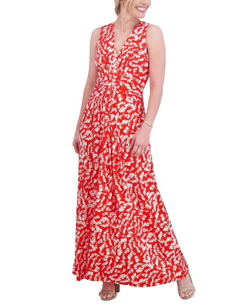 Jessica Howard Women's Printed Ruched Maxi Dress