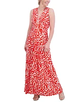 Jessica Howard Women's Printed Ruched Maxi Dress