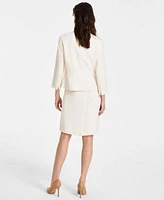 Kasper Womens Jacquard Open Front Blazer Sheath Dress