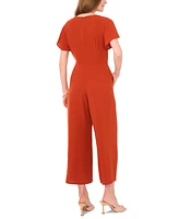 Vince Camuto Women's V-Neck Flutter-Sleeve Crop Wide-Leg Jumpsuit