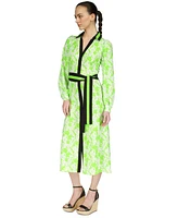 Michael Kors Women's Palm Printed Belted Midi Dress