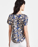 Anne Klein Women's Printed Short-Sleeve Blouse