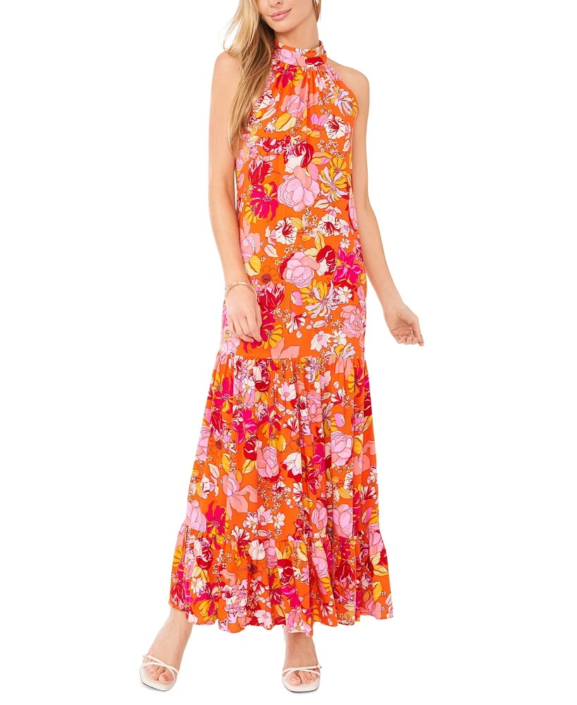 Msk Women's Floral-Print Tiered Maxi Dress