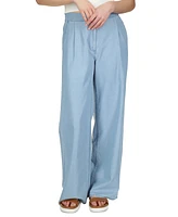 Michael Kors Women's Chambray Pleated Wide-Leg Pants