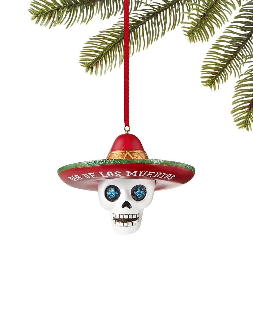 Holiday Lane Day of The Dead Skull with Hat Ornament, Created for Macy's