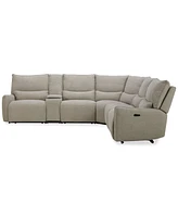 Olper -Pc. Fabric Zero Wall Sectional Sofa with Three Power Motion Pieces & Console