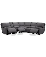 Olper -Pc. Fabric Zero Wall Sectional Sofa with Three Power Motion Pieces & Console