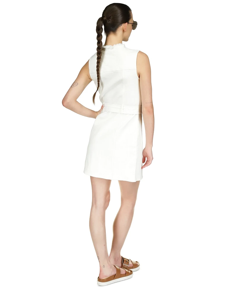 Michael Kors Women's Frayed-Neck Denim Sleeveless Dress