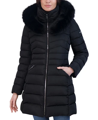 Laundry By Shelli Segal Women's Faux-Fur-Trim Hooded Puffer Coat
