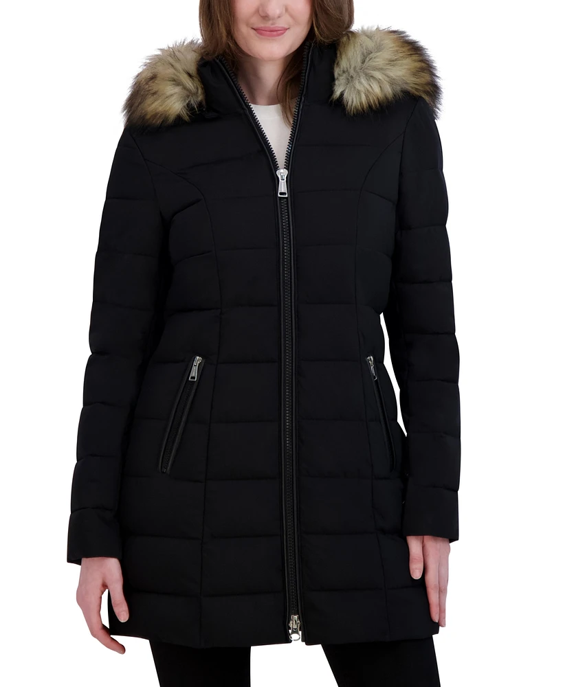 Laundry By Shelli Segal Women's Faux-Fur-Trim Hooded Puffer Coat