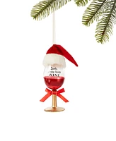 Holiday Lane Foodie Wine and Spirits Red Wine Glass with Santa Hat Ornament, Created for Macy's