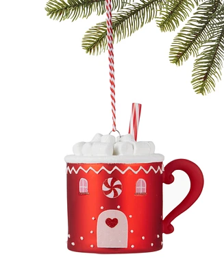 Holiday Lane Christmas Cheer Red & White Coffee Cup Ornament, Created for Macy's