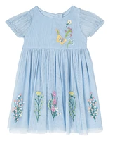 Rare Editions Baby Girl Flower and Butterfly Embroidery Dress