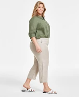 Charter Club Plus 100% Linen Cropped Pants, Created for Macy's