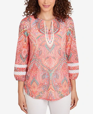 Ruby Rd. Petite Paisley Lace Knit Top