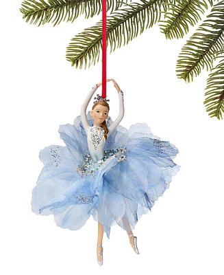 Holiday Lane Ballet Dancing Caucasian Ballerina in Blue Ornament, Created for Macy's