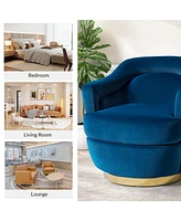 Hulala Home Kanstantin Modern Swivel Barrel Chair with Metal Base