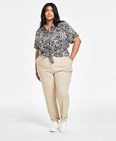 Tommy Hilfiger Plus Size Cotton Cuffed Sleeve Camp Shirt Hampton Chino Pants