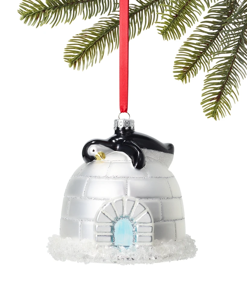 Holiday Lane Northern Lights Penguin Igloo Ornament, Exclusively at Macy's