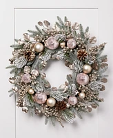 Holiday Lane Sugar Plum 24"H Pine Needle Wreath with Plastic Balls, Created for Macy's