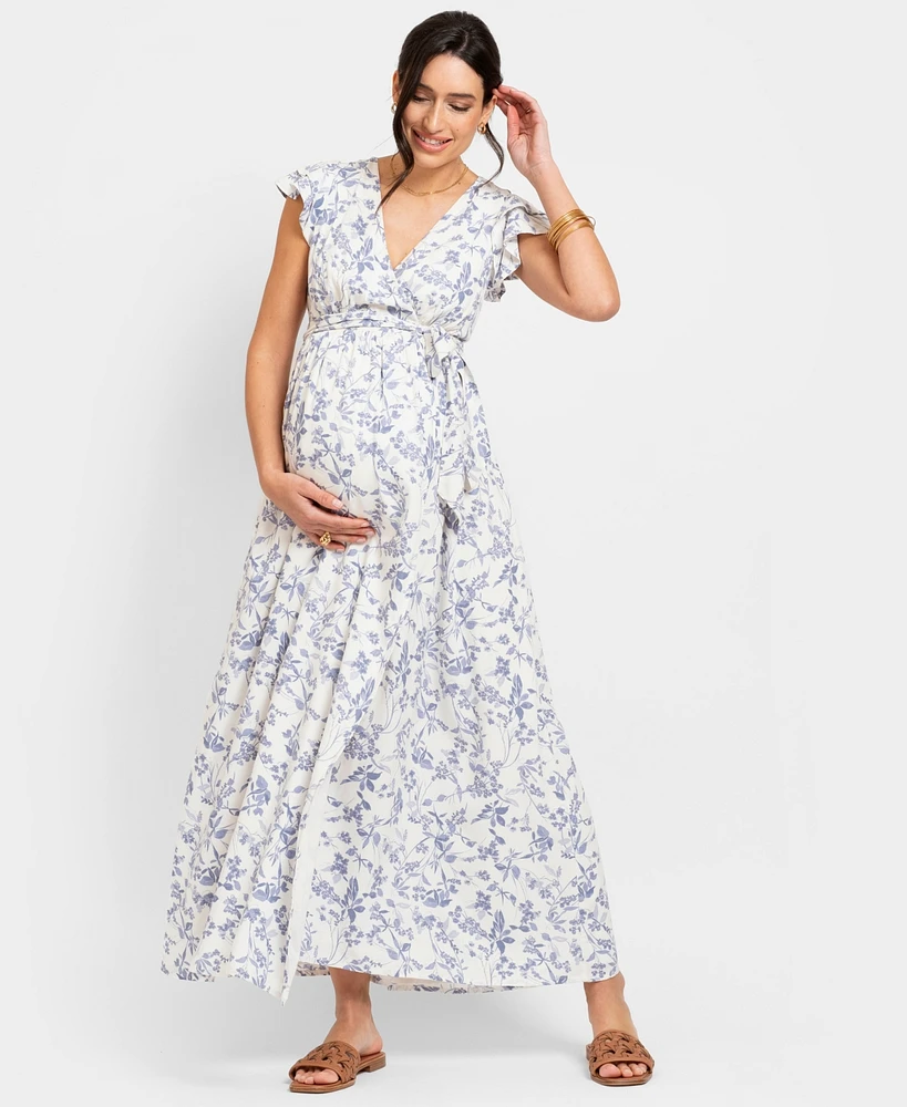 Seraphine Women's Maternity Flutter Sleeve Maxi Dress | The Shops at Willow  Bend