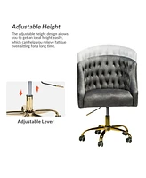Hulala Home Modern Cute Velvet Desk Chair with Gold Base for Living Room,Bedroom