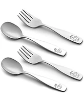 Zulay Kitchen 4 Pieces Toddler Utensils - Kids Stainless Silverware Set