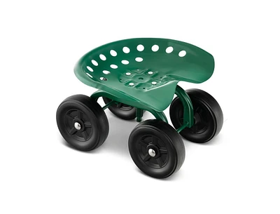 Slickblue Garden Rolling Workseat with 360°Swivel Seat and Adjustable Height-Green