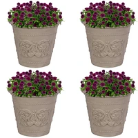 19.5-Inch Arabella Large Plant Pot - Polyresin Round Outdoor Planter with Drillable Drainage Holes - Pack