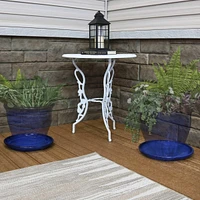 Sunnydaze Decor Ceramic Outdoor Flower Pot Saucers Set of 4 - Uv- and Frost-Resistant - Imperial Blue Glazed Finish