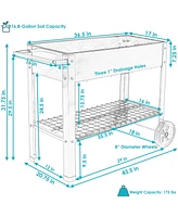 Sunnydaze Decor 43 in Galvanized Steel Mobile Raised Garden Bed Cart